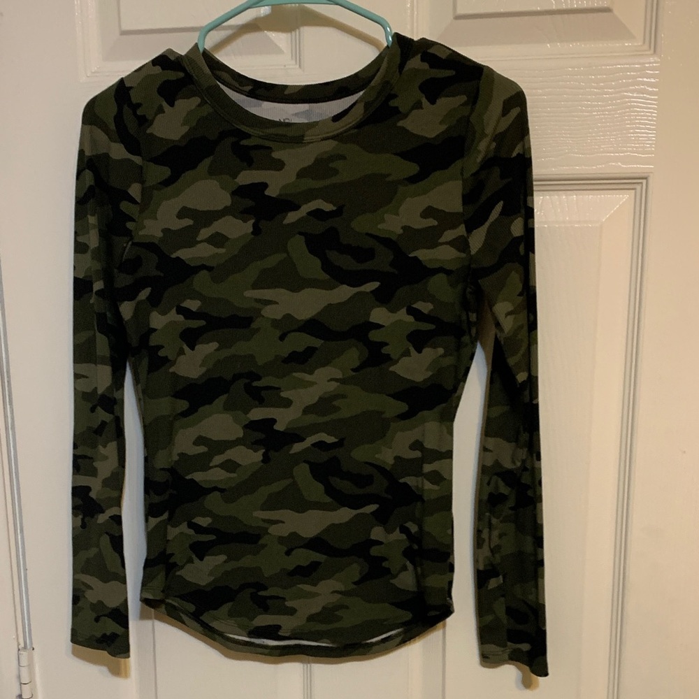 No Boundaries Green Camouflage Long Sleeve Tee